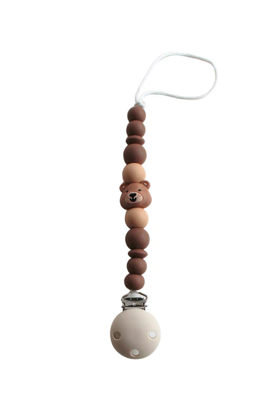 Chewies&more - Silicone Pacifier Teething Clip - Bear - Navaho Cream