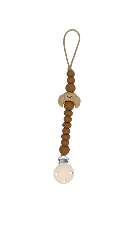 Chewies&more - Silicone Pacifier Teething Clip - Croissant - Latte