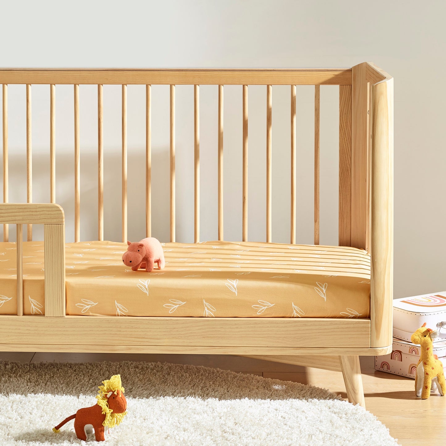 Kabode - Organic Cot Bed Fitted Sheet - Olive Sprig