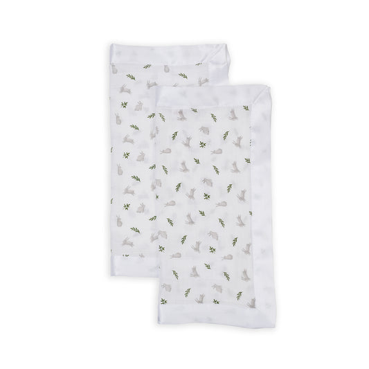 Lulujo - 2 Pack Muslin Security Comforter Blanket - Bunnies