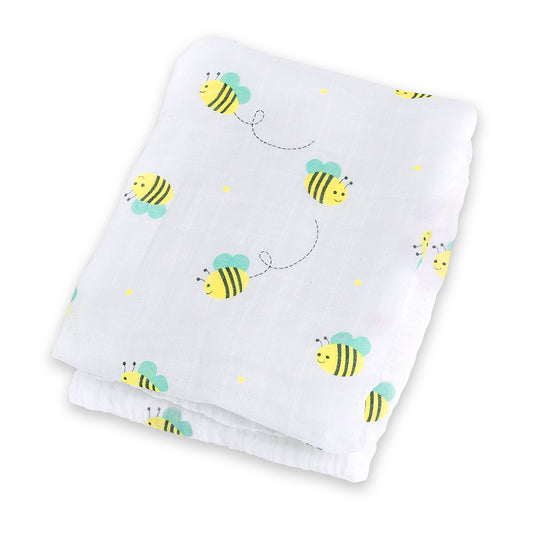 Lulujo - Muslin Swaddle - Bumbling Bees (120cm x 120cm)