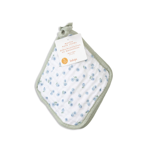 Lulujo - Washcloth - Blueberries , White & Greenery