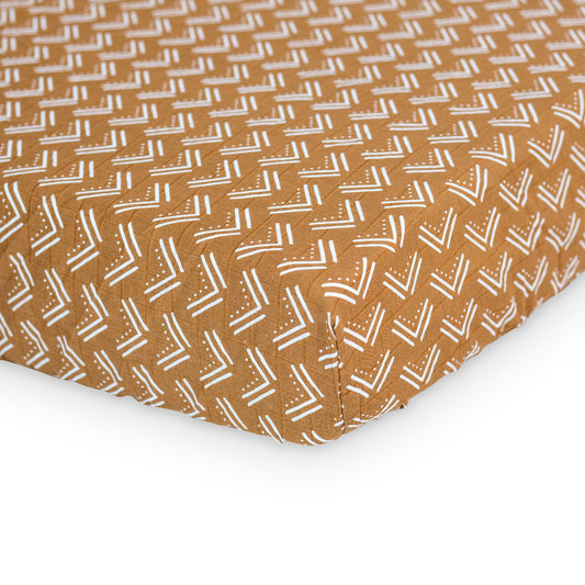 Lulujo - Cotton Fitted Cot Sheet - Mudcloth (135cm x 70cm)