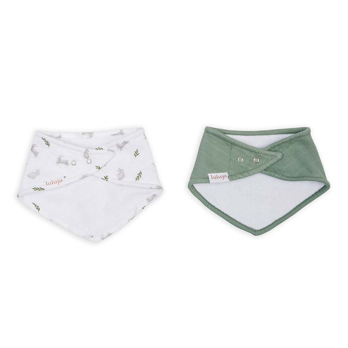 Lulujo - 2 pack Bandana Bib - Bunnies & Fern