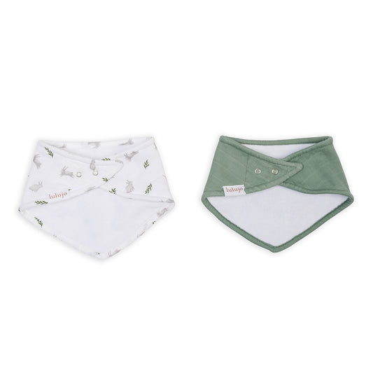 Lulujo - 2 pack Bandana Bib - Bunnies & Fern