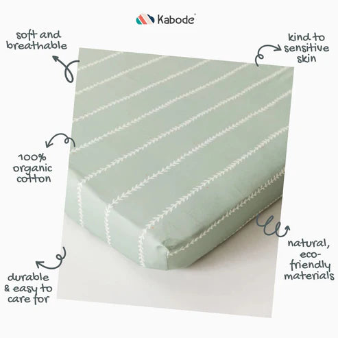 Kabode - Organic Cot Bed Fitted Sheet - Vine Mint