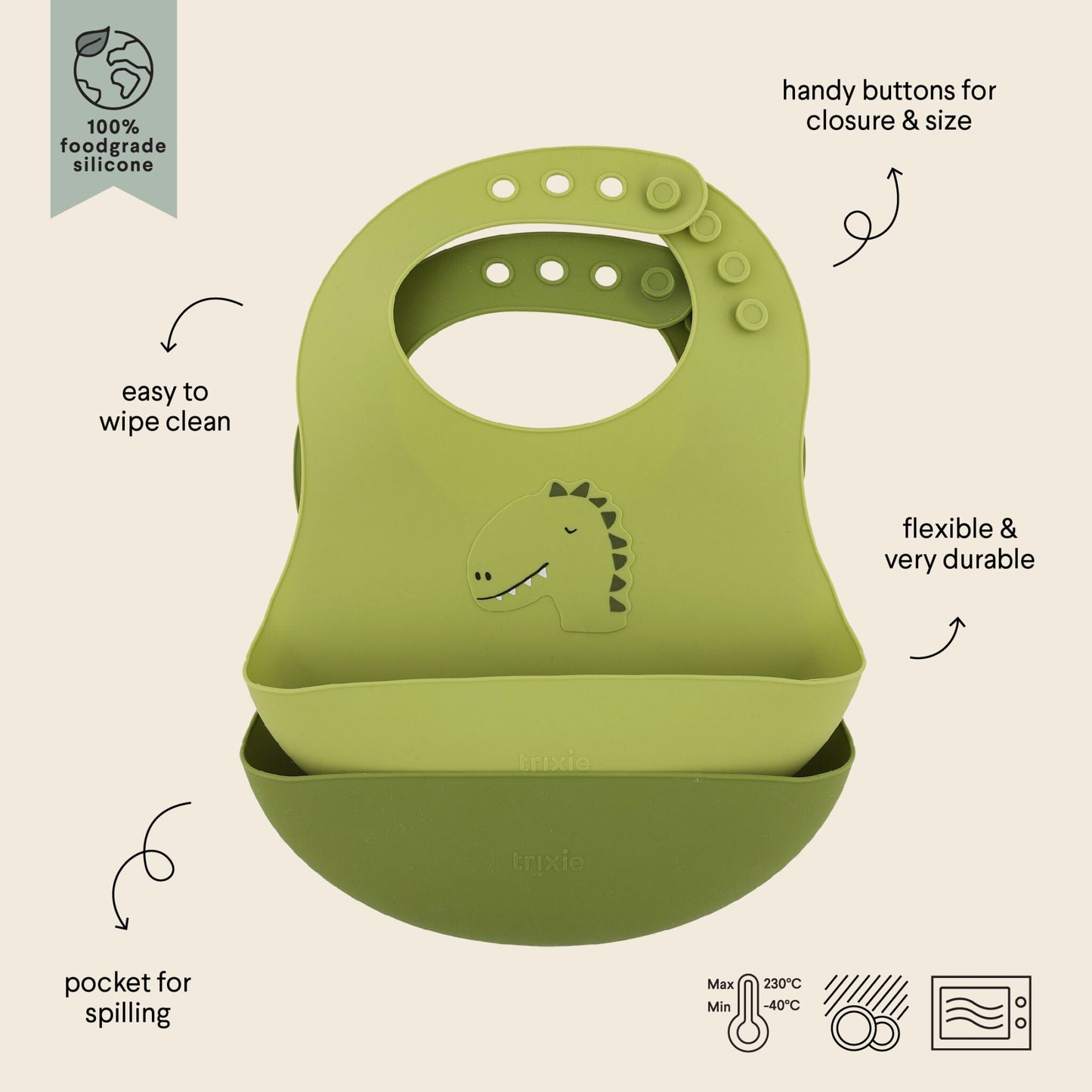 Trixie - Silicone Bib 2 Pack - Mr. Dino