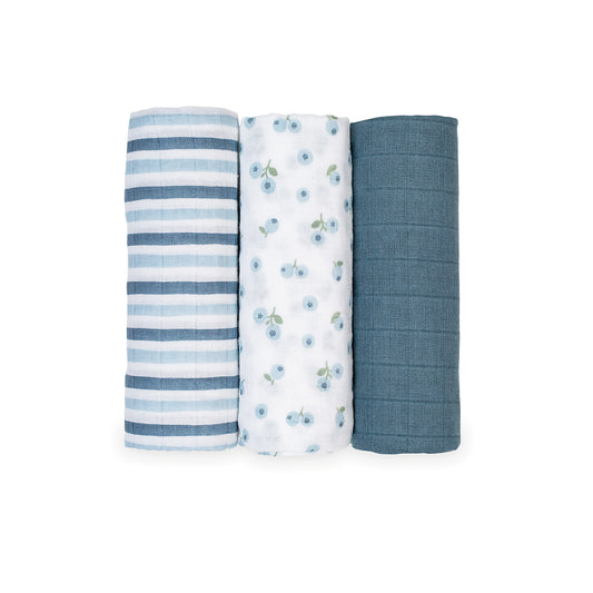 Lulujo - 3 Pack Mini Muslin Cloths - Blueberries