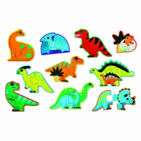 Crocodile Creek - Dinosaurs Lets Begin 10 2 Piece Puzzles FSC