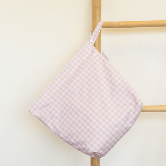 Modern Cloth Nappies - Grab & Go Nappy Wet Bags With Handle - Rose Gingham