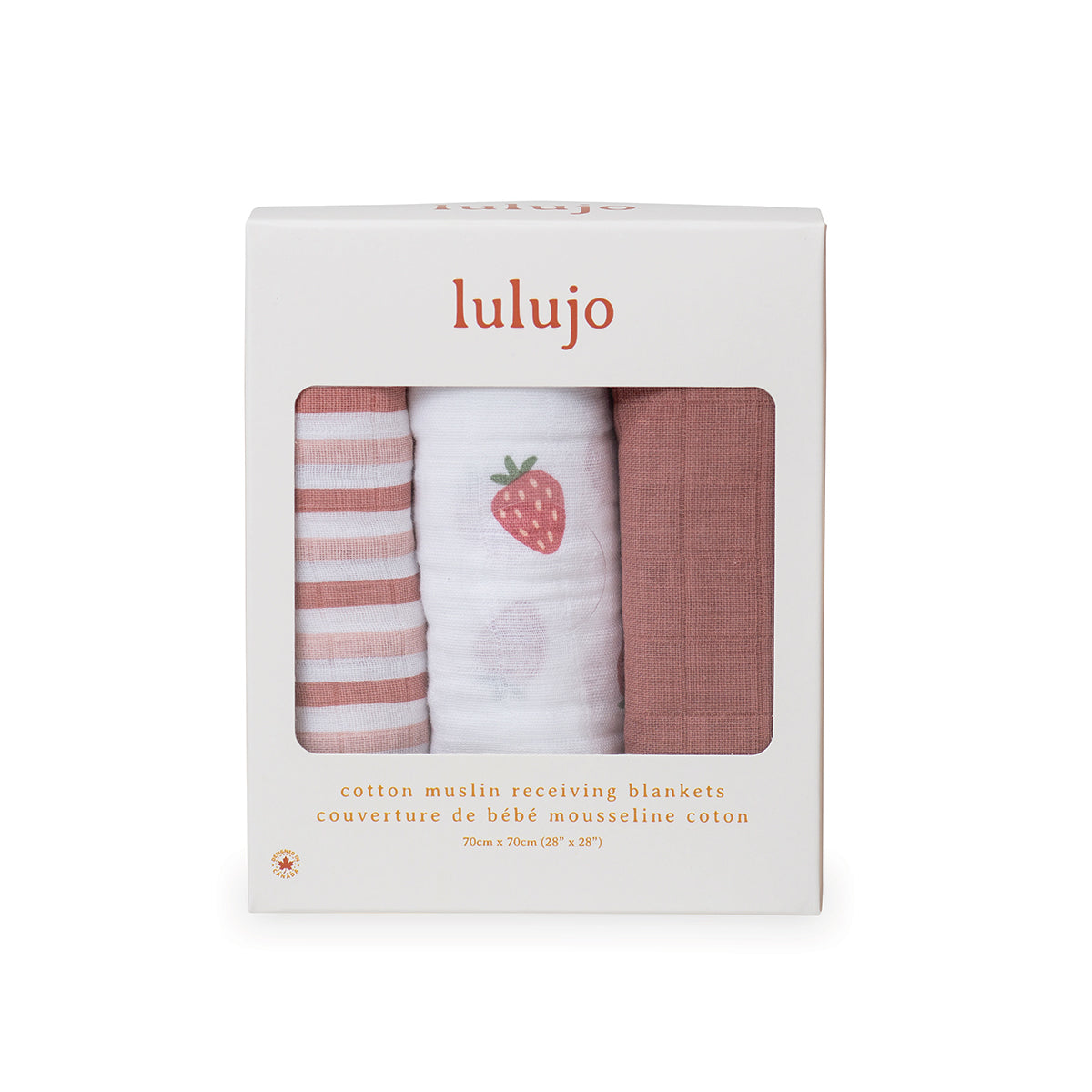 Lulujo - 3 Pack Mini Muslin Cloths - Strawberries