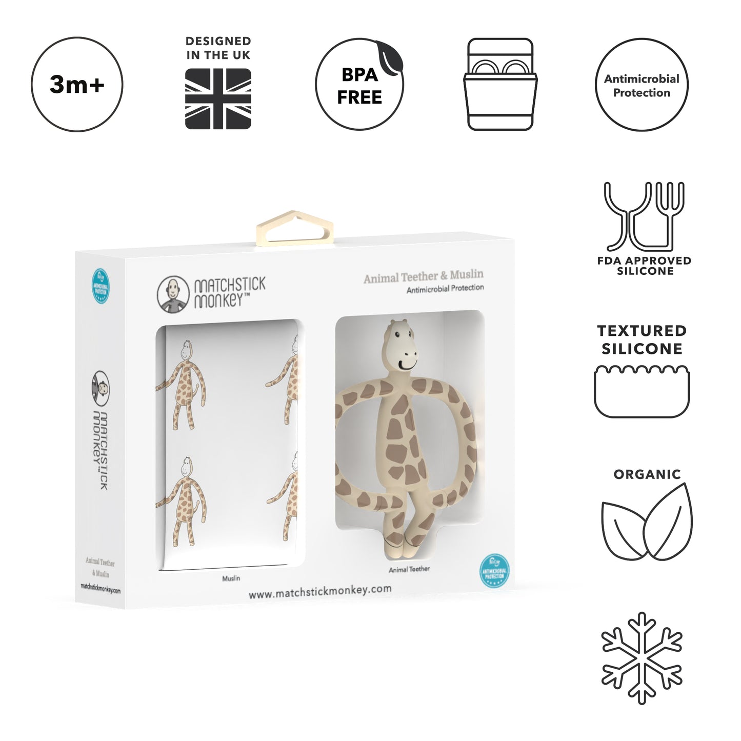 Matchstick Monkey - Gift Set Animal Teether/Muslin Giraffe