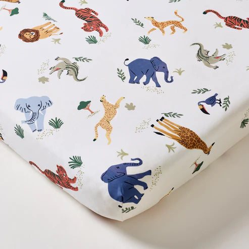 Kabode - Organic Cot Bed Fitted Sheet - Safari