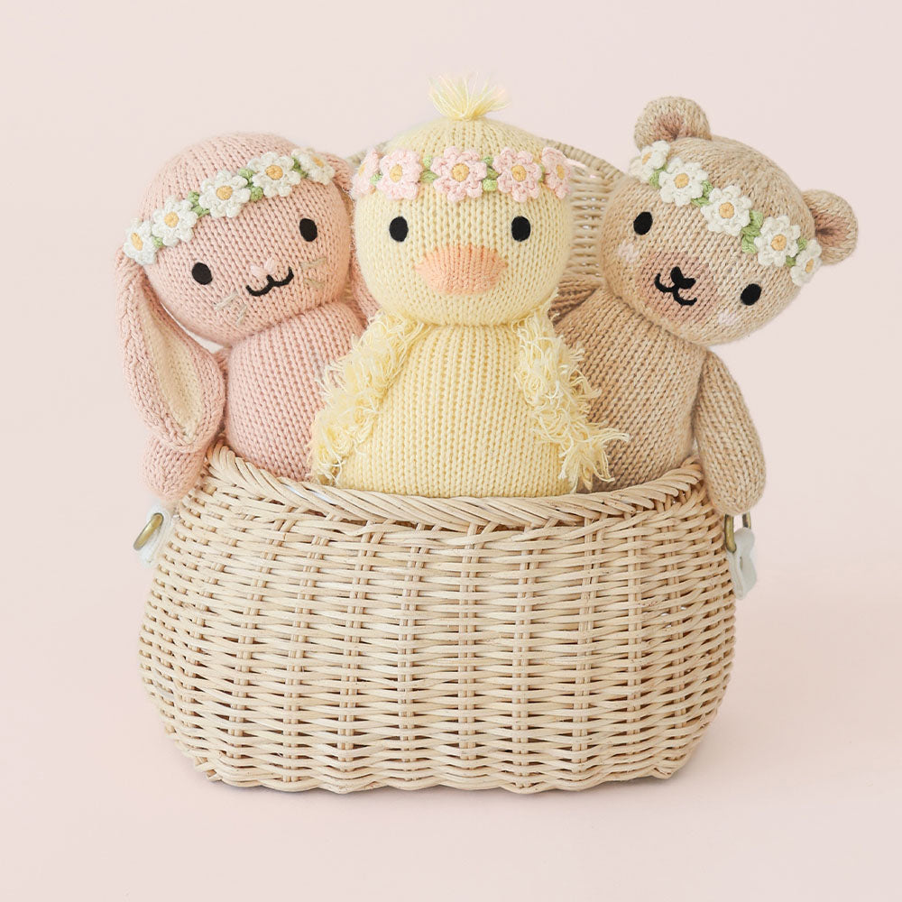 cuddle+kind - Baby Animal Collection - Baby Duckling Floral Crown Blush