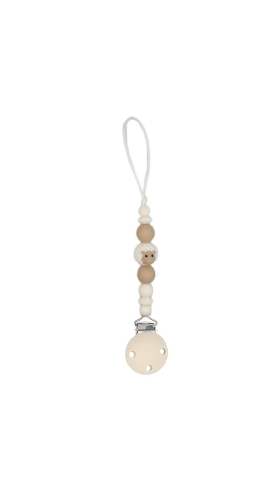 Chewies&more - Newborn Silicone Pacifier Teething Clip - Sheep - Beige
