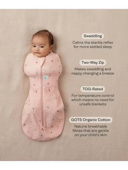 ergoPouch - Organic All Year Cocoon Swaddle Sleeping Bag - Berries 1.0 TOG 6-12m