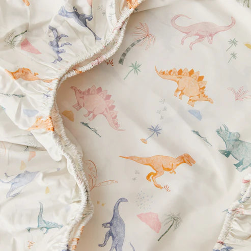Kabode - Organic Cot Bed Fitted Sheet - Dino