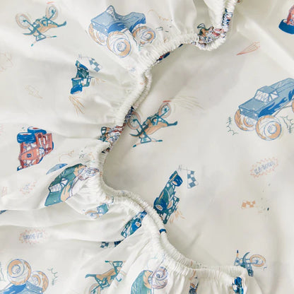 Kabode - Organic Cot Bed Fitted Sheet - Vehicles