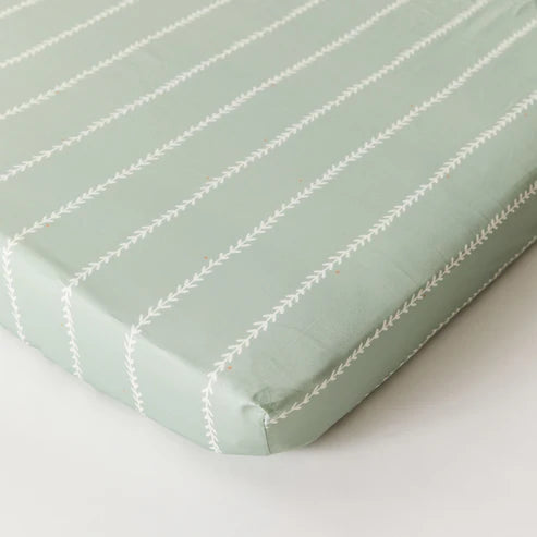 Kabode - Organic Crib Fitted Sheet - Vine Mint