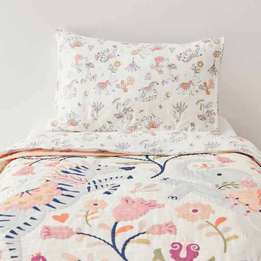 Kabode - Organic Cot Bed Quilt - Pink Boho