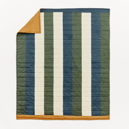 Kabode - Organic Cot Bed Quilt - Blue Stripe