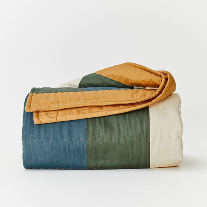 Kabode - Organic Cot Bed Quilt - Blue Stripe
