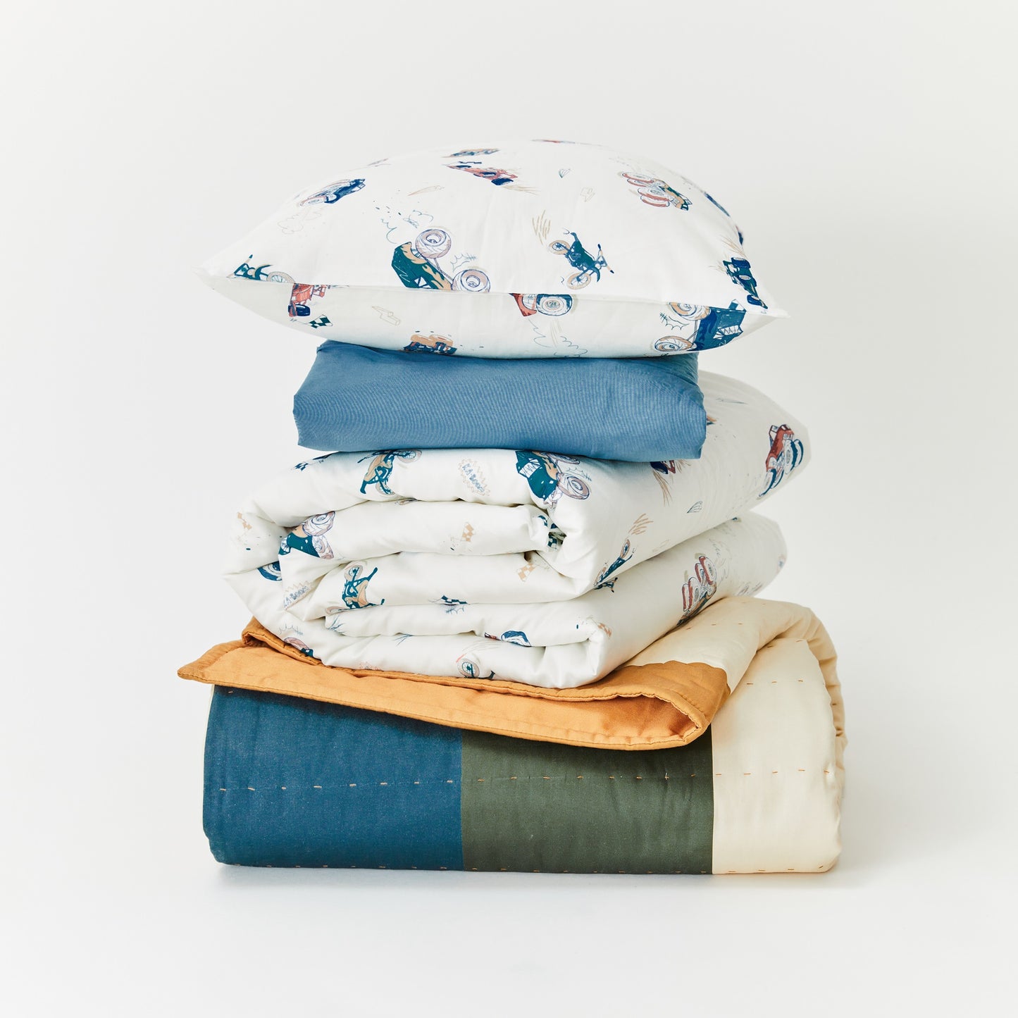 Kabode - Organic Cot Bed Quilt - Blue Stripe