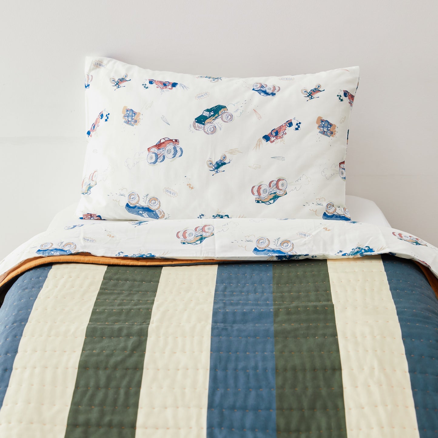 Kabode - Organic Cot Bed Quilt - Blue Stripe