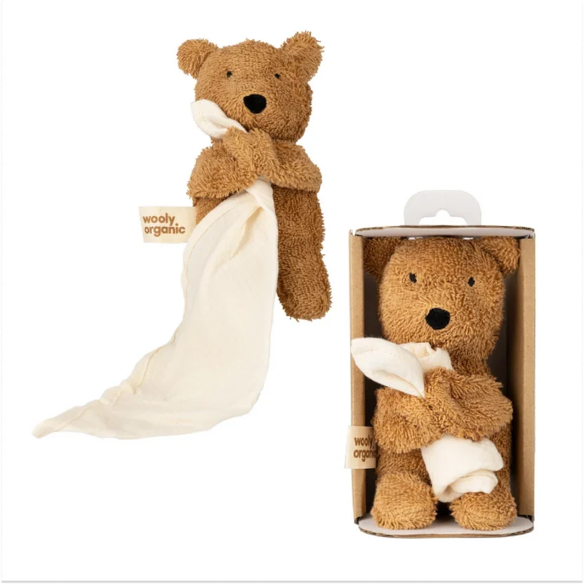 ALMA - Organic Teddybear with Muslin Comforter - Caramel Brown