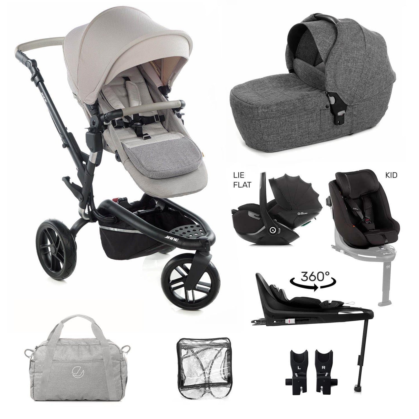 Jané Trider Lie-Flat 360 Family Car Seat Bundle