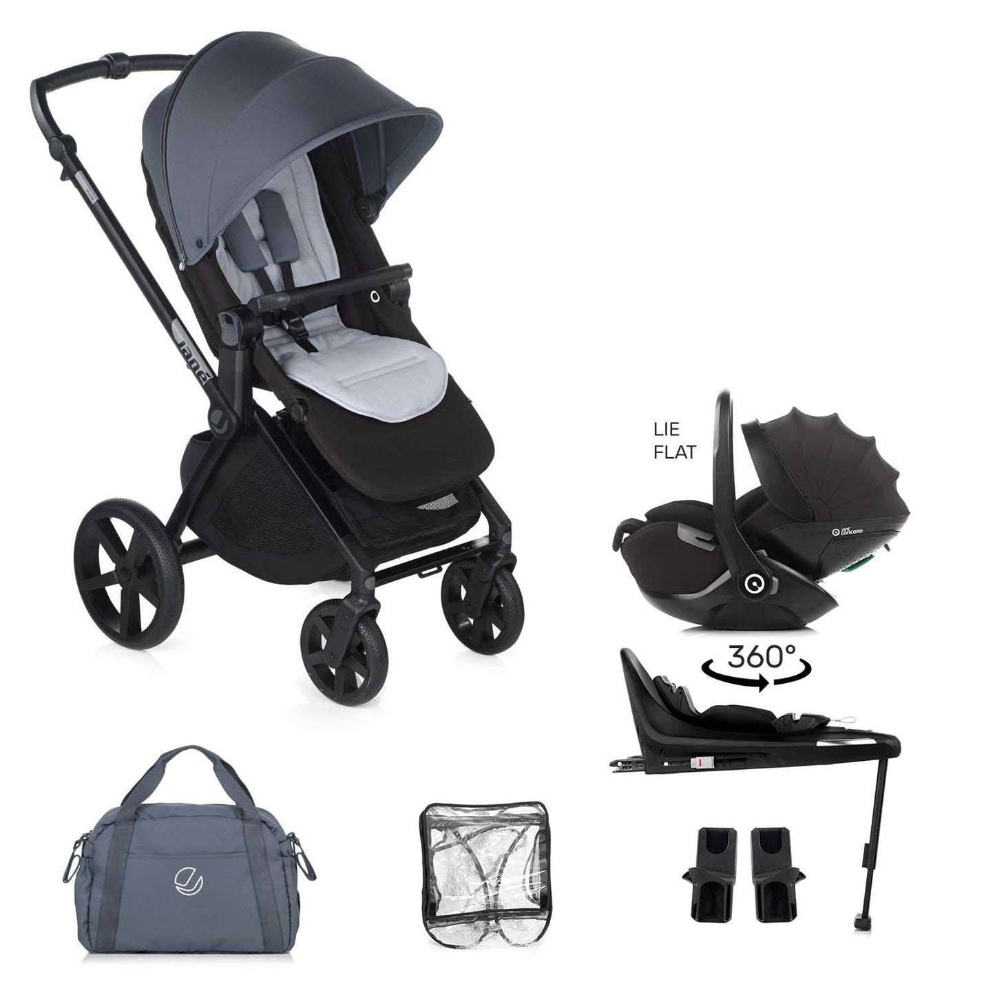 Jane Muum-4 Lie-Flat 360 Baby Car Seat Bundle