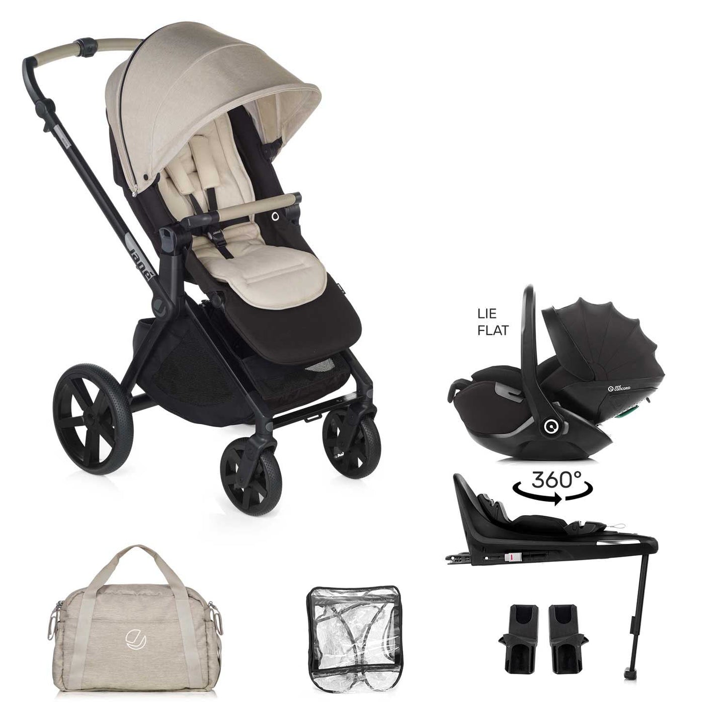 Jane Muum-4 Lie-Flat 360 Baby Car Seat Bundle