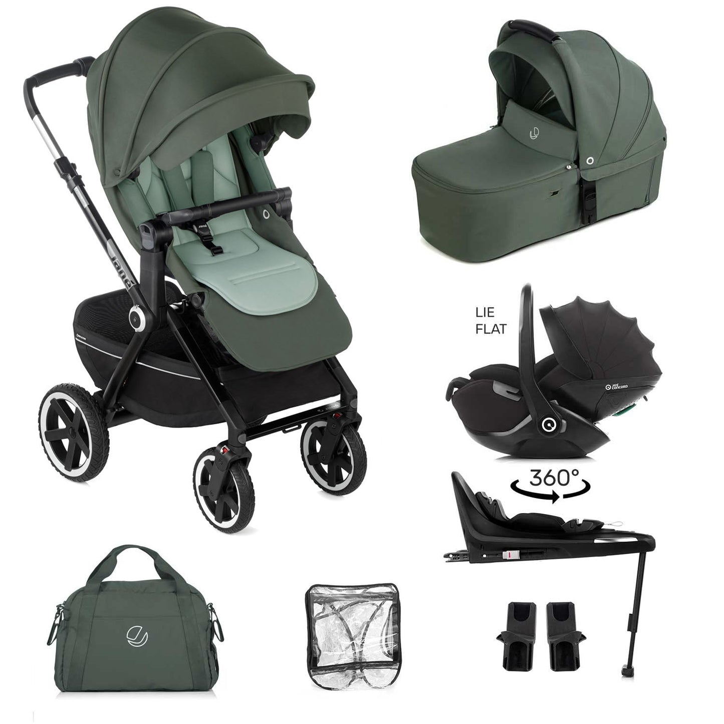 Jane Crosslight 3 + Kombibaby 360 Lie-Flat Car Seat Travel System