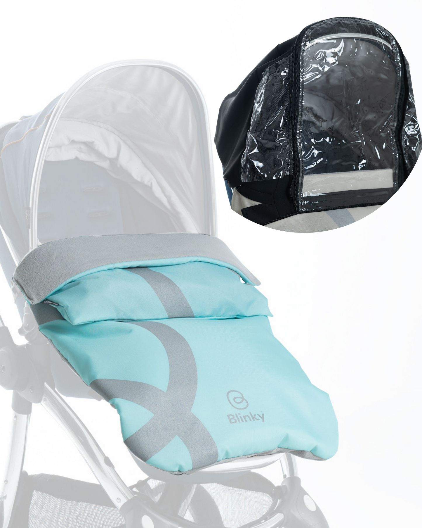 BlinkyWarm - Universal All Season Buggy Rain Cover / Footmuff - Seafoam Blue