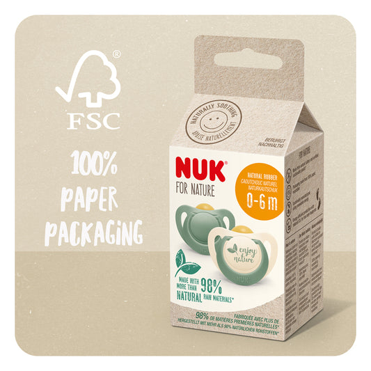 NUK For Nature - Latex Soother 0-6m Teal 2Pk