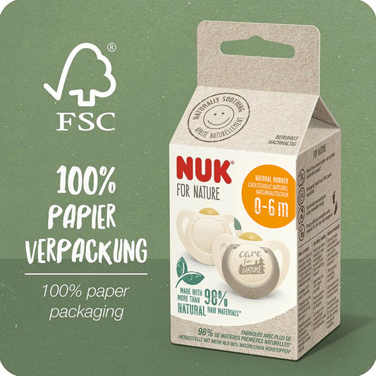 NUK For Nature - Latex Soother 0-6m Grey 2Pk