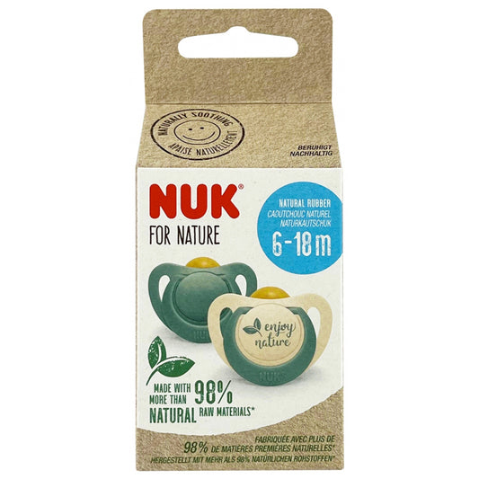 NUK For Nature - Latex Soother 6-12m Teal 2Pk