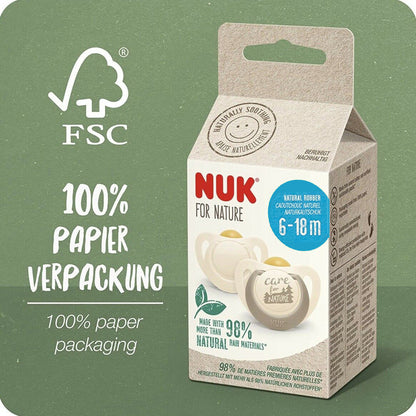 NUK For Nature - Latex Soother 6-18m Grey 2Pk