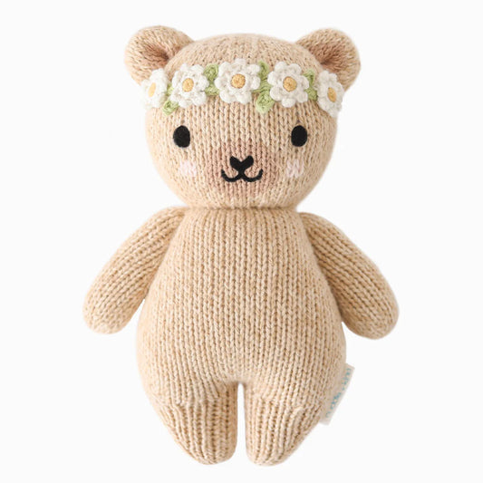 cuddle+kind - Baby Animal Collection - Baby Honey Bear Floral Crown Ivory