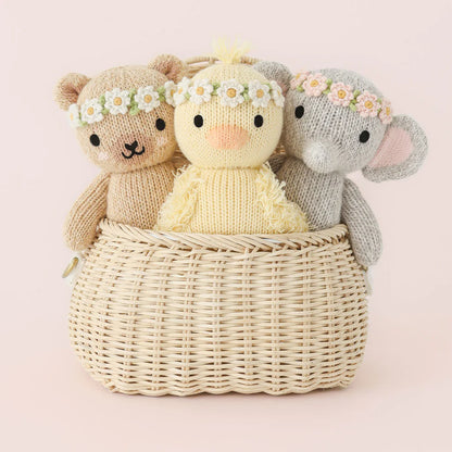 cuddle+kind - Baby Animal Collection - Baby Honey Bear Floral Crown Ivory
