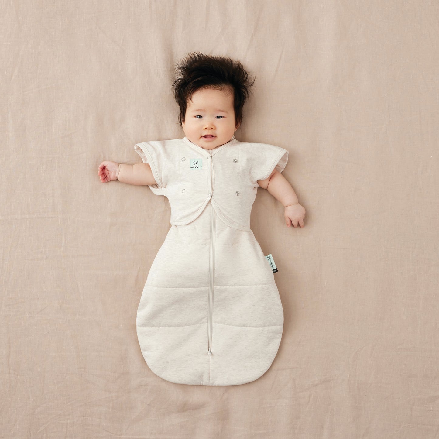 ergoPouch - Organic Short Sleeved Butterfly Sleep Swaddle Cardi - Oatmeal 0.2 TOG