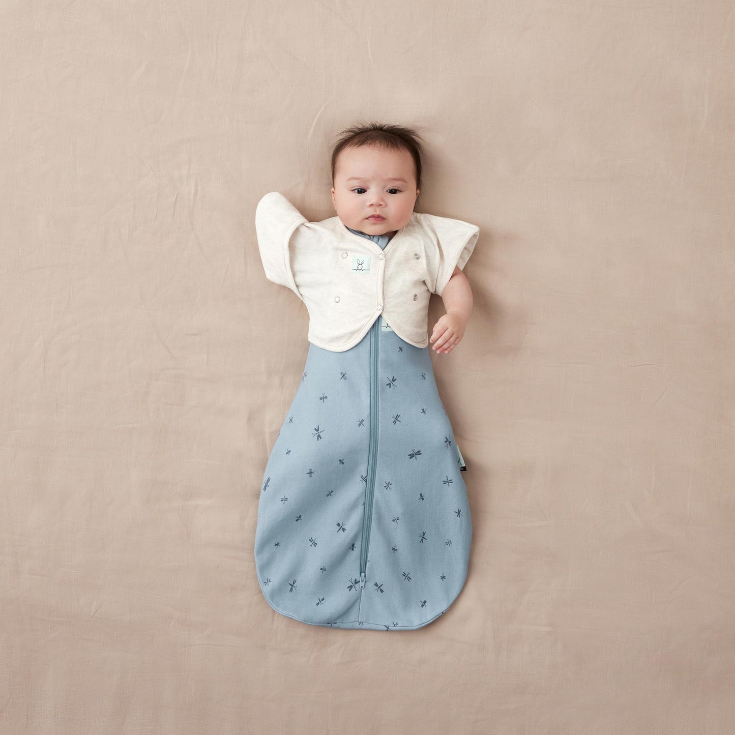 ergoPouch - Organic Short Sleeved Butterfly Sleep Swaddle Cardi - Oatmeal 0.2 TOG