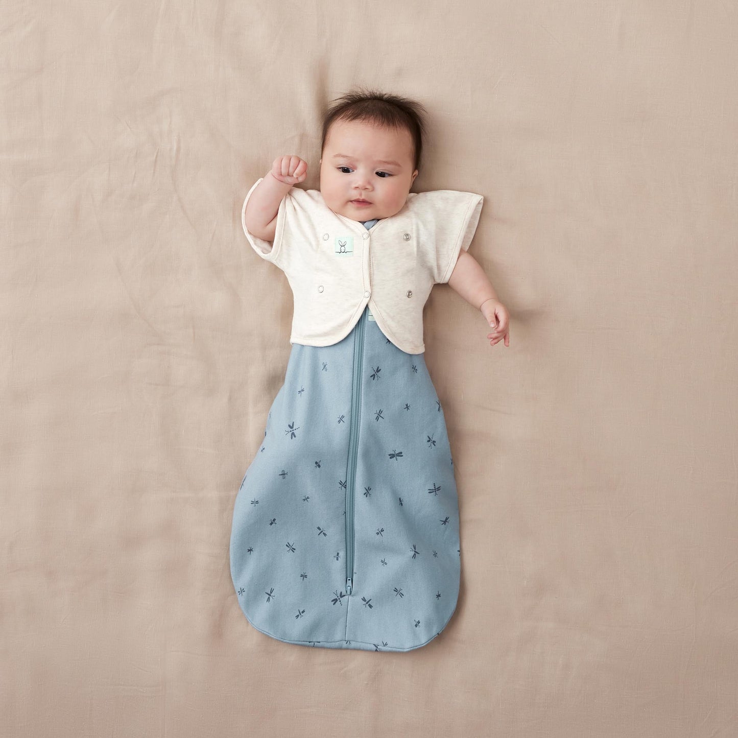 ergoPouch - Organic Short Sleeved Butterfly Sleep Swaddle Cardi - Oatmeal 0.2 TOG
