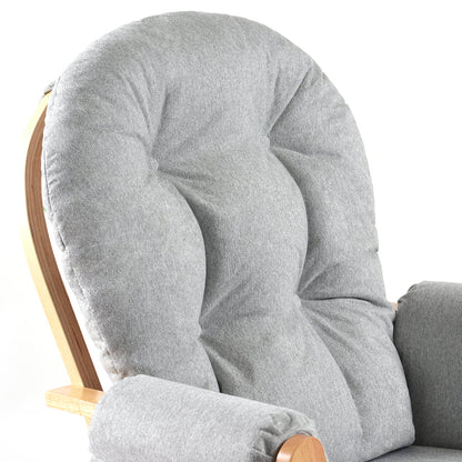 Johnston's Brompton Deluxe Baby Nursing Glider & Footstool – Suedette Comfort with Smooth Glide, Natural / Grey