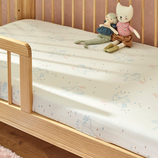 Kabode - Organic Cot Bed Fitted Sheet - Doves