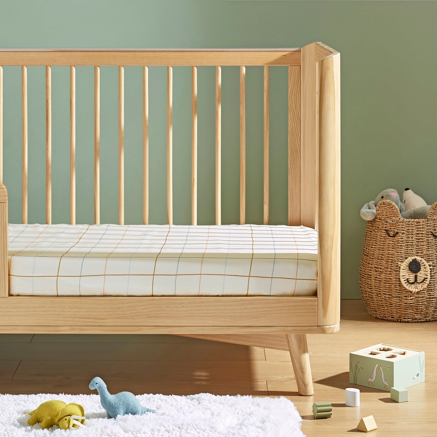 Kabode - Organic Cot Bed Fitted Sheet - Grid