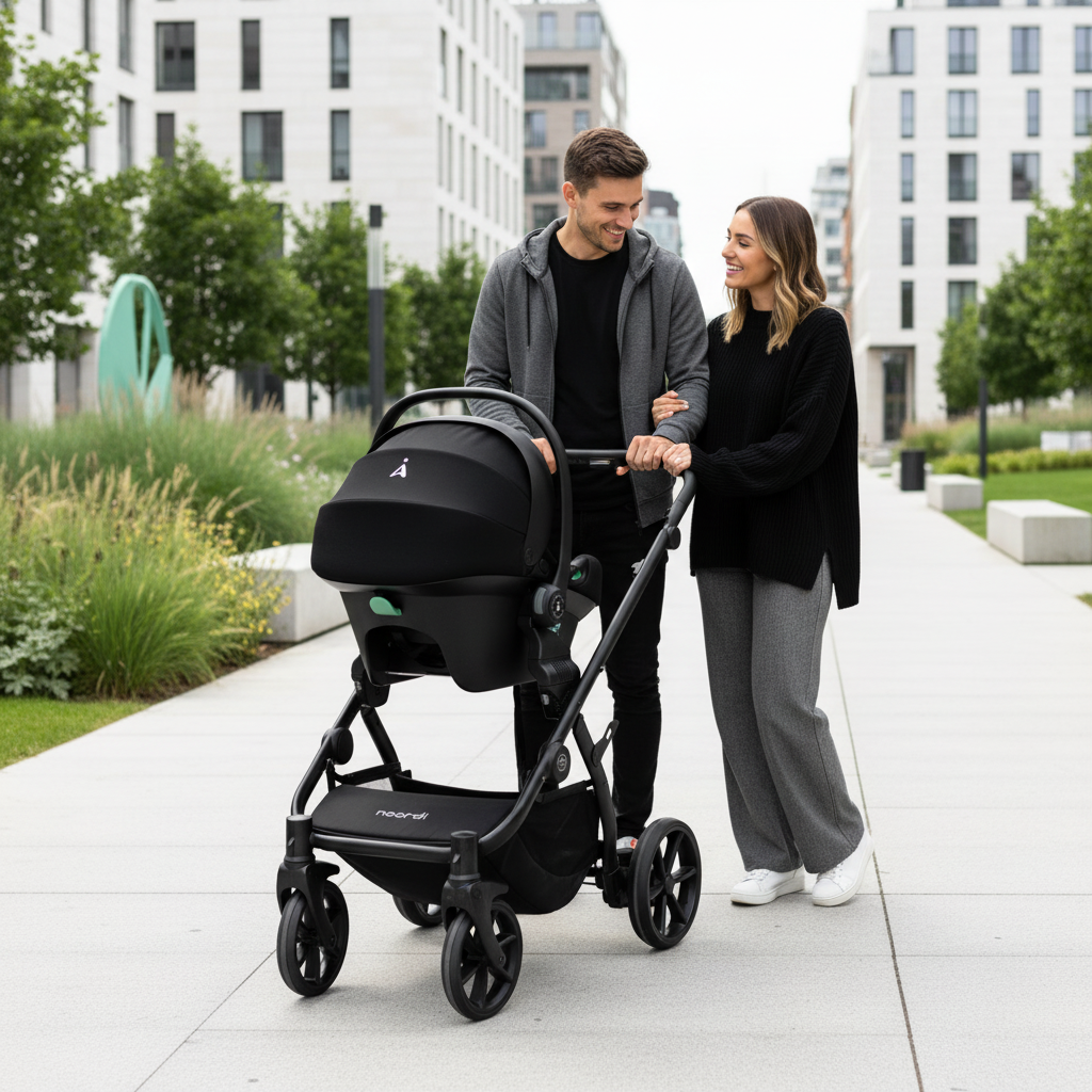 Noordi Sole V3 - 3in1 Travel System with ThermoCot Carrycot + Travel Carrier i-Size Car Seat, Woodland Green