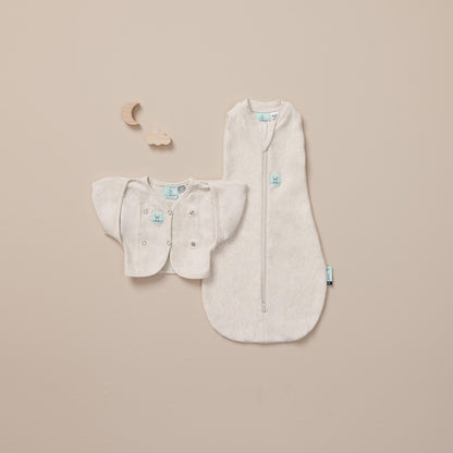 ergoPouch - Organic Short Sleeved Butterfly Sleep Swaddle Cardi - Oatmeal 0.2 TOG