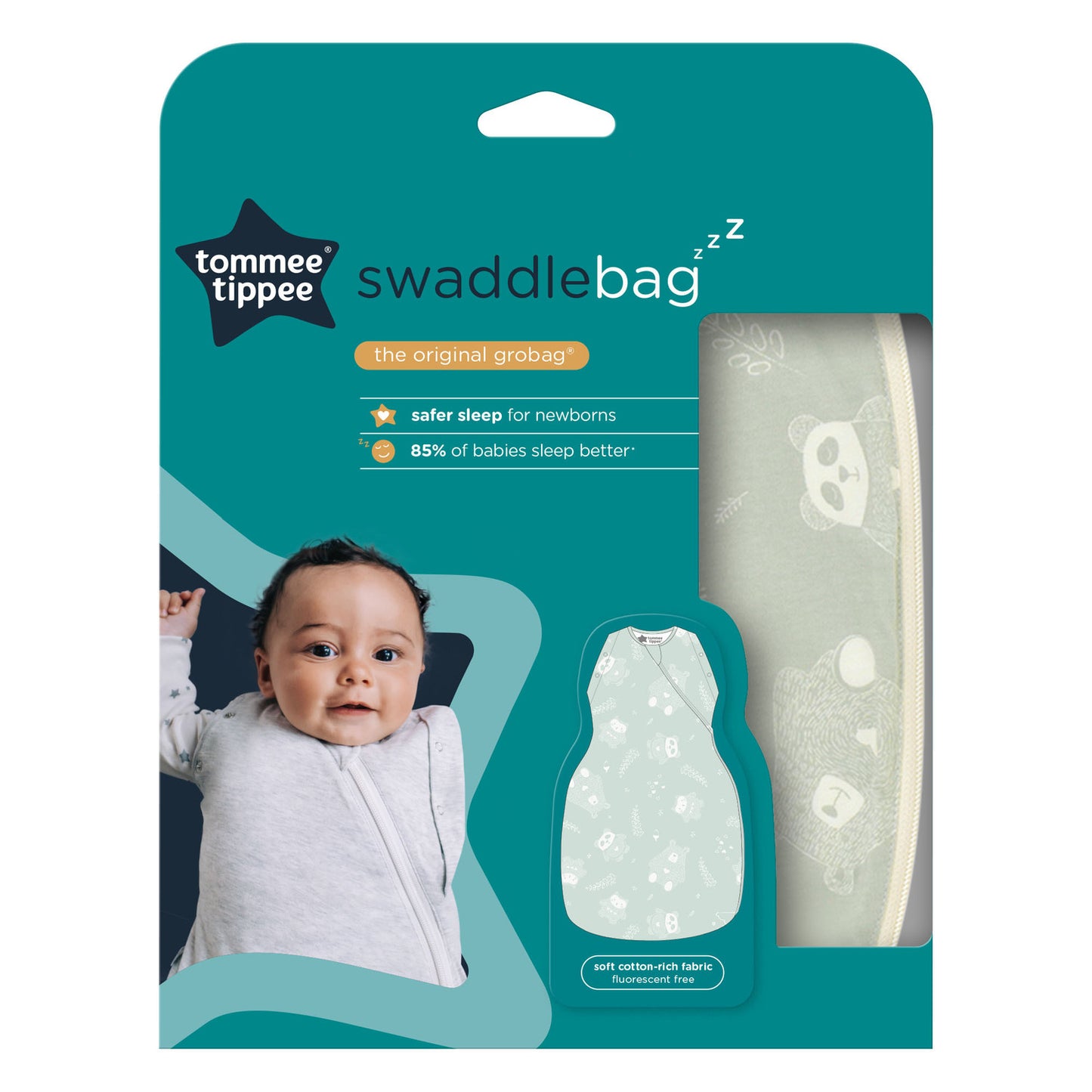 Tommee Tippee - Organic All Year Grobag Cocoon Swaddle Sleeping Bag - Woodlands 1.0 TOG