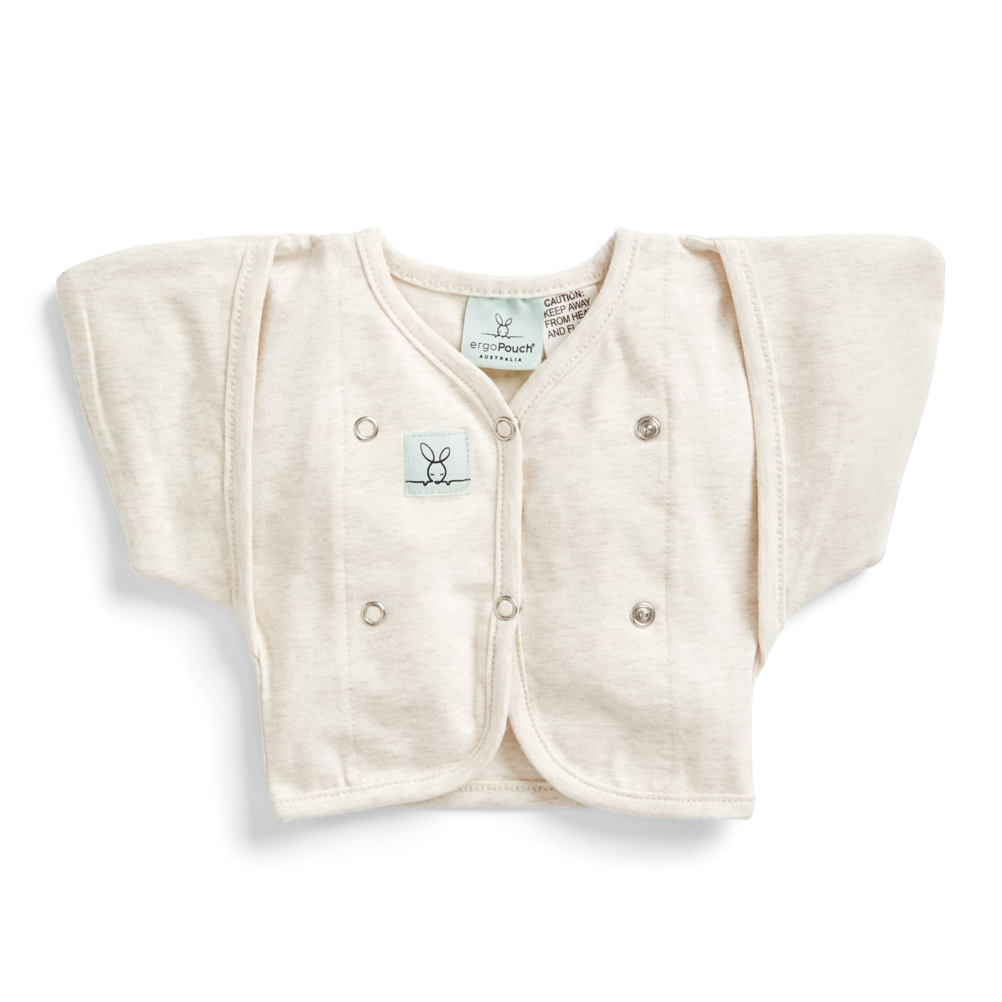 ergoPouch - Organic Short Sleeved Butterfly Sleep Swaddle Cardi - Oatmeal 0.2 TOG